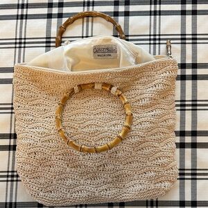 Beige Tote with Bamboo Accents